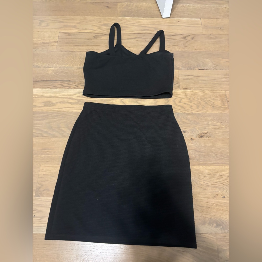 Sally miller black top and skirt two piece set size medium